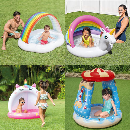 Tropical Island Coconut Tree Design piscina gonfiabile per bambini piscina per bambini con tettuccio parasole 1-3Y divertimento gioco d'acqua all'aperto