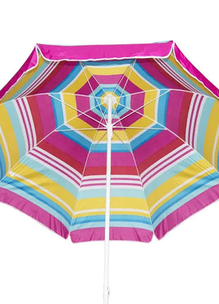 Ombrellone da Spiaggia, Diametro 240 cm con 8 Stecche in Fibra Vetro - Ombrello Mare con Sacca Tracolla - RIGHE MULTICOLOR