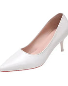 White Nude Pointed Toe Patent Leather High Heels Sexy Red Sole Party Prom Girl Pumps Minimalist Shallow Mouth Work Single Shoes