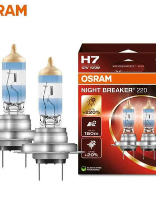 OSRAM Night Breaker 220 Car Lamps H4 H7 H11 Halogen Headlight +220% Power Bright +150m Long Beam Original Light 12V Germany, 2x