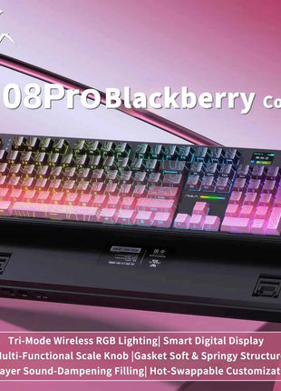 AULA F108 PRO Mechanical Keyboard Custom 100% Layout RGB Backlight Wireless Bluetooth Hifi Switch Gaming Keyboard