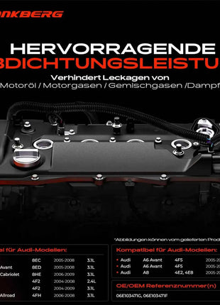 Coperchio valvole Frankberg 1x per Audi A4 8EC A6 4F2 A8 4E 2.4L 3.2L 2004-2010 06E103471G 06E103471F