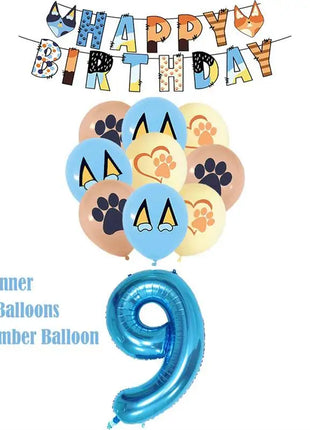 Nuovo cartone animato simpatico cane decorazione festa di compleanno kit cani blu tema buon compleanno piatti tovaglioli tazze stoviglie forniture per bambini