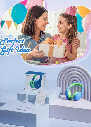 Acer Kids Bluetooth 6.0 Headphones with Built-in Mic 85/94dB Volume Limited Lightweight Over-Ear Wireless Headphones for Kids