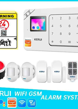Sistema di Allarme GSM KERUI, Pannello di Allarme Domestico WiFi con Batteria Integrata, Kit di Allarme di Sicurezza Wireless 433MHz per Casa, Compatibile con Tuya Smart W181