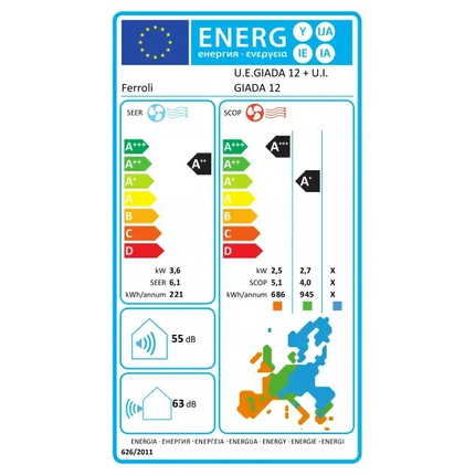 Ferroli GIADA S 12 WIFI Condizionatore d'Aria (3.000 frigorie – 12.000 BTU)