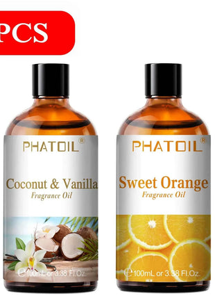 PHATOIL 100ml Aromatherapy Fragrance Oil Coconut & Vanilla Strawberry Cherry Lemon 1/2/3pcs Aroma Oil For Diffuser Candle Making
