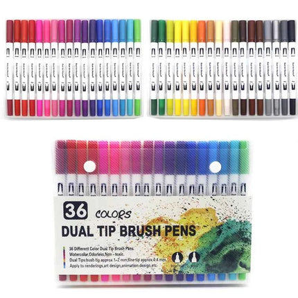 Set Pennarelli Manga Dual Tip 12/24/36/120 Colori Acquerello Fineliner per Calligrafia e Arte