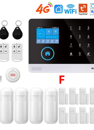 Protezione di sicurezza wireless WiFi + GSM/4G e 2G App Smart Home e Tuya Sistema di allarme di sicurezza domestica Alexa Funzionamento remoto 433 Mhz