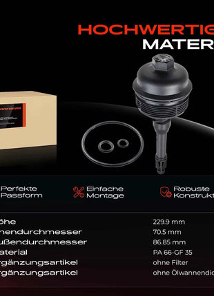 Coperchio del corpo del filtro dell'olio Frankberg 1x per Mercedes-Benz W176 W177 W246 W247 W205 A2701800438 2701800438 921-177 V30-3403
