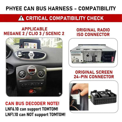 Cablaggio con Decodificatore CAN Bus, Display TOMTOM con SWC, P&P 16 Pin Android, per Renault Megane MK2 Fase 2, Clio 3