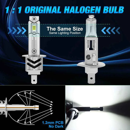 XSTORM H1 LED Lights Bulbs Canbus 60000LM 100w H3 H7 LED Headlight With Fan H1 Turbo Lamps Car Headlights Plug & Play 6000K 12V