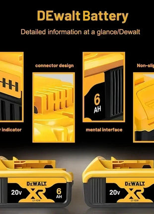 Batteria Originale Dewalt 20V MAX 5Ah 6Ah 18650 ‌ Batteria agli Ioni di Litio XR per Utensili Elettrici, 120W Alta Potenza, Ricaricabile, Batteria di Ricambio