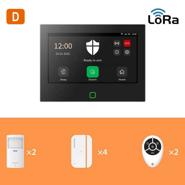 Staniot 7inch Lora Protection Kit WiFi 4G Tuya Smart Home Alarm System with 5000mAh Battery 500M Distance Works with Alexa