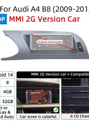 Fast Shipping Wireless CarPlay Screen For Audi A4 B8 A5 8K 2008-2016 Car Multimedia Player Android 14 8+128GB Stereo GPS Navi