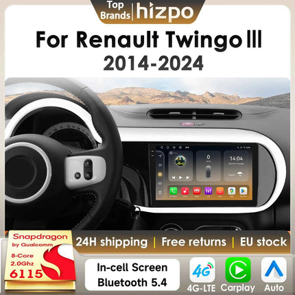 Hizpo 8Core 360Camera Android 14 Car Radio For Renault Twingo 3 Ⅲ 2014-2024 Car Multimedia GPS 4G AI Carplay By Snapdragon 6115