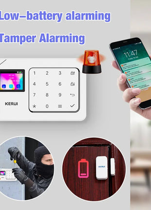 KERUI Sistema di Allarme Domestico Supporto Alexa, W184 Tuya Allarme di Sicurezza Domestica Intelligente 4G/WiFi Protezione Antifurto Senza Fili Sensore di Movimento PIR