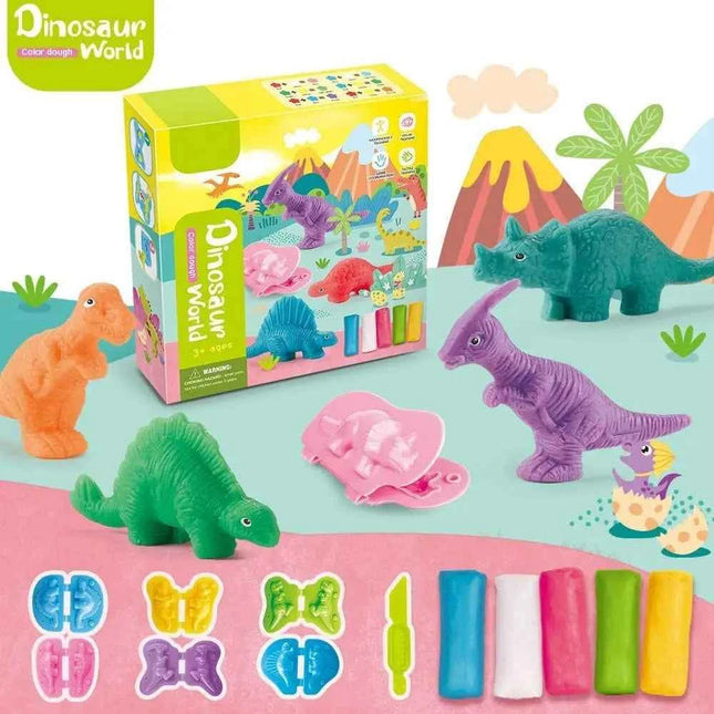 Yeahbo Argilla Polimerica Senza Cottura, Plastilina Bambini Dinosauri Giocattolo per 3 4 5 6 Anni, Argilla da Modellare Pasta Modellabile Attrezzi e Accessori, Giochi Regalo Bambini Bambina