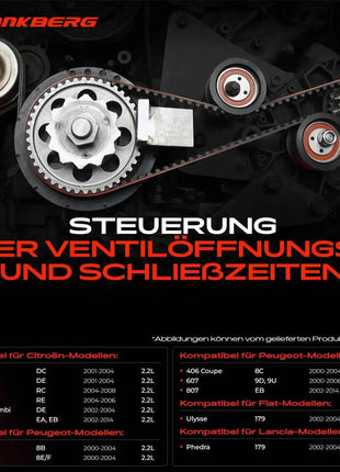 Kit Cinghia di Distribuzione Frankberg 1x per Citroën C5 I II C8 Peugeot 406 607 807 Lancia Fiat 2.2L 530023410 5592172 KTB293