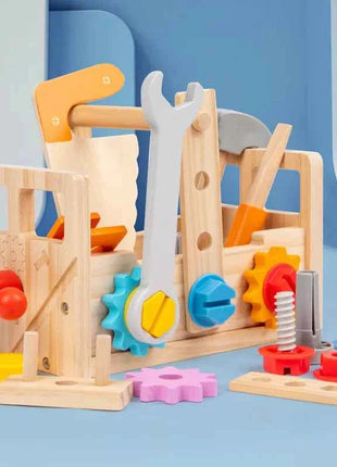 Kids Wooden Tool Bench Set with Repair Tools - Montessori Workbench, Construction & Educational Toy, Christmas Birthday Gifts