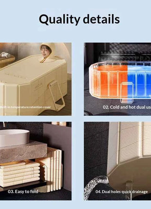 Vasca da Bagno Portatile Pieghevole per Adulti, Vasca per Immersione Calda e Fredda, Bagno di Ghiaccio all'Aperto Senza Necessità di Installazione, Piscine per Famiglia