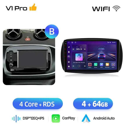Junsun Wireless CarPlay Android Auto Car Radio For Mercedes Benz Smart 453 Fortwo 2014-2020 GPS Multimedia 2 din Systems Stereo