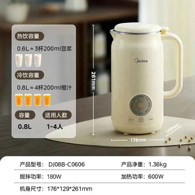 Macchina per Latte di Soia Midea 0.8L - Automatica, Sterilizzazione, Senza Lavaggio