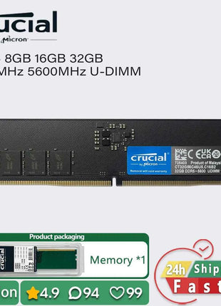 Crucial 8gb 16gb 32gb ddr5 4800 5600 desktop memory PC RAM pc5 38400 44800