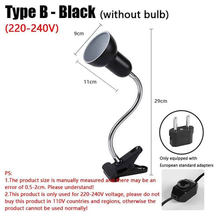 Reptile heating lamp holder UVA UVB Light Rotatable Basking Spot Light Simulated Sunlight For Turtle Lizard Dimmable 220-240V