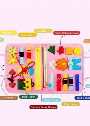 Montessori Kids Travel Toy Felt Activity Quiet Busy Board for Basic Dress Motor Skill Activity Educational Sensory Learning Book