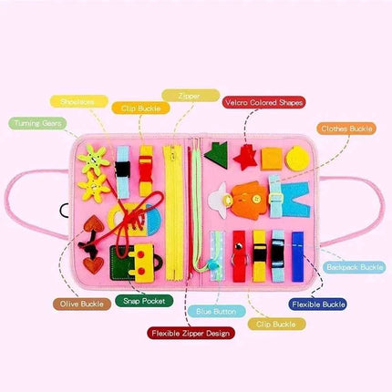 Montessori Kids Travel Toy Felt Activity Quiet Busy Board for Basic Dress Motor Skill Activity Educational Sensory Learning Book