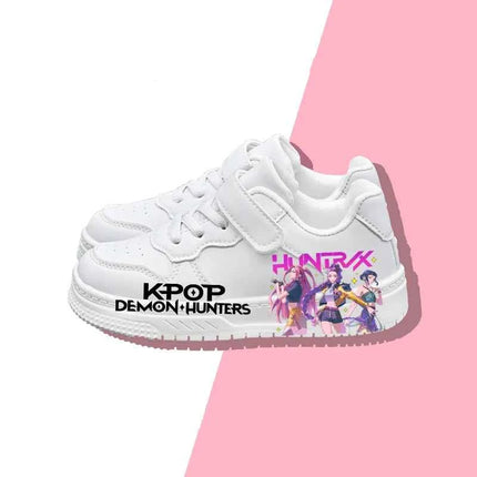 Scarpe Casual alla Moda per Bambini, Sneakers Sportive Bianche con Design Stampato KPOP, Antiscivolo e Traspiranti per Ragazzi e Ragazze
