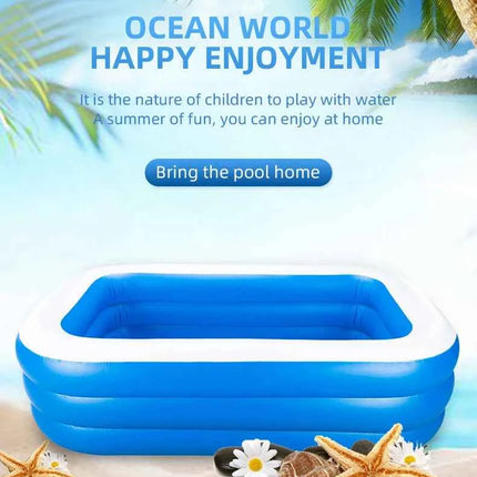 Piscina gonfiabile rettangolare in PVC per adulti, bambini e famiglie, 2/2,6/3 m, per giochi acquatici all'aperto.