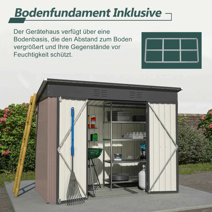 8x4 FT Metal Tool Shed Garden House Including Metal Foundation (without Floor), Weatherproof Garden Shed