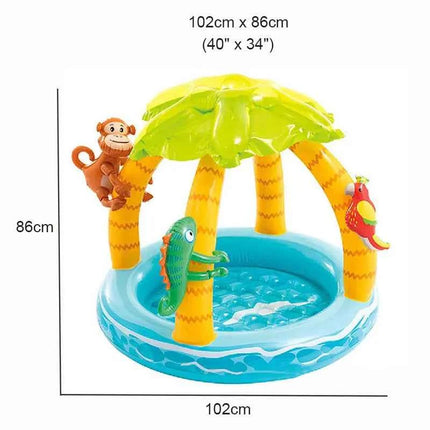 Tropical Island Coconut Tree Design piscina gonfiabile per bambini piscina per bambini con tettuccio parasole 1-3Y divertimento gioco d'acqua all'aperto