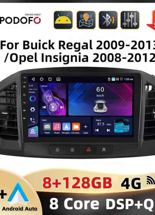 Podofo 8 + 128G 9 ''Car Radio For Buick Regal 2009-2013/Opel Insignia 2008-2012 Multimedia Player Carplay Android Car WIFI 4G GPS
