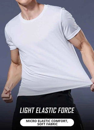Men's Quick Dry Short Sleeve Gym Running Moisture Wicking Round Neck T-Shirt Training Exercise Gym Sport Shirt Tops Lightweight