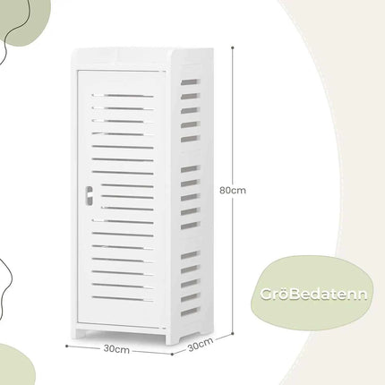Free bathroom cabinet with 1 door for house, kitchen, living room and hallway, 80x30x30cm, White