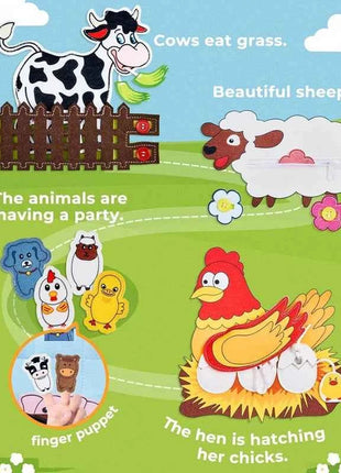 Toddlers Montessori Toys Farm Animal Story Busy Cloth Book Preschool Learning Fine Motor Toys Kids Early Education Felt Book