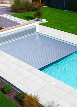 Fully Enclosed, Waterproof, Retractable, Insulated Automatic Pool Cover with Slats for Outdoor Pool Protection