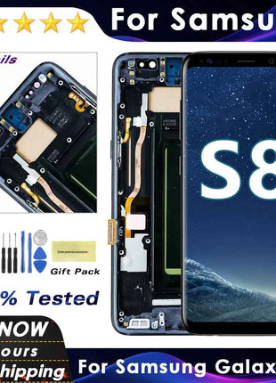 Nuovo S8 LCD di Ricambio Per Samsung Galaxy S8 G950 G950F Display LCD Touch Screen Digitizer Assembly Con Telaio