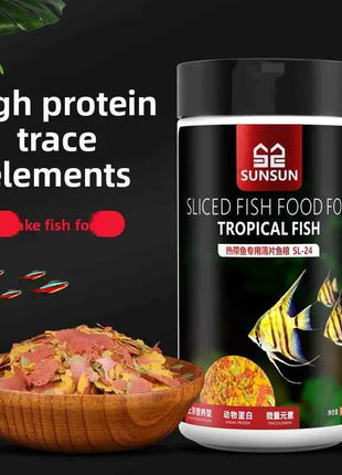 SUNSUN Premium Tropical Fish Flake Food for Angelfish, Guppies, Tetras & All Community Fish, Color Enhancing&Complete Nutrition