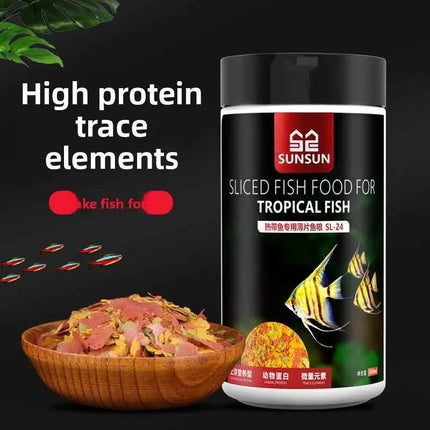 SUNSUN Premium Tropical Fish Flake Food for Angelfish, Guppies, Tetras & All Community Fish, Color Enhancing&Complete Nutrition