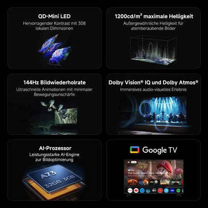 XIAOMI S MINI 55 144Hz QD-Mini LED Dolby Vision® IQ, Dolby Atmos® Google TV