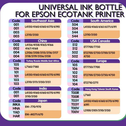 544 103 104 522 Dye Ink For Epson Ecotank with L3250 L4150 L1110 2750 L3100 4700 4750 ET-2400 ET-2720 Printer Compatible Desktop