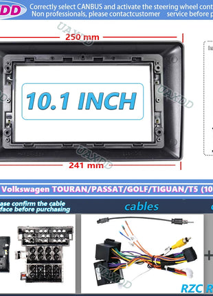 UAXDD Android pannello telaio auto per il 2009 VW TOURAN PASSAT GOLF TIGUAN T5 9 10 POLLICI cavo cablaggio video decodificatore navigazione canbus