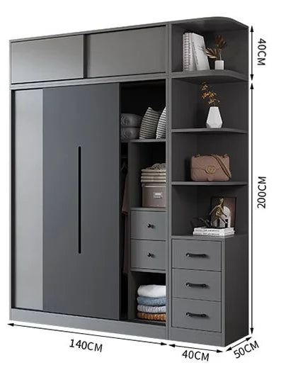 Nuovi Modelli di Armadio ad Angolo dal Design Semplice con Cassetti per lo Stoccaggio, Prezzo all'Ingrosso, Guardaroba in Legno Grigio Personalizzato per Camera da Letto