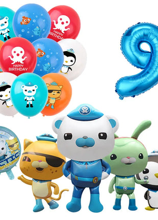 Decorazioni per Feste di Compleanno per Bambini Octonauts, Palloncini in Alluminio, Piatti di Carta, Sfondo con Capitano Oceanico, Pirata, Pinguino, Barnacles, Peso
