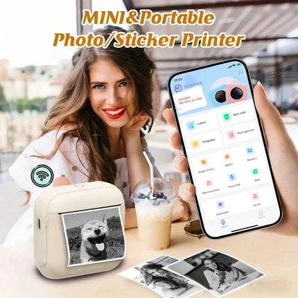 58mm Mini Portable Thermal Printer Wireless Pocket Photo Printer For IOS Android With USB Cable For Photo Sticker Label Printing