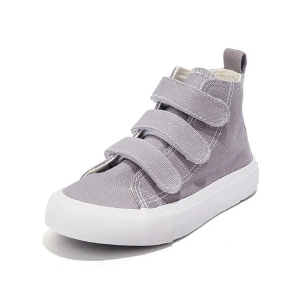 Autunno bambini scarpe di tela alte ragazzi Triple ganci Design Sneakers ragazze colore caramella scarpe Casual scarpe da scuola per bambini